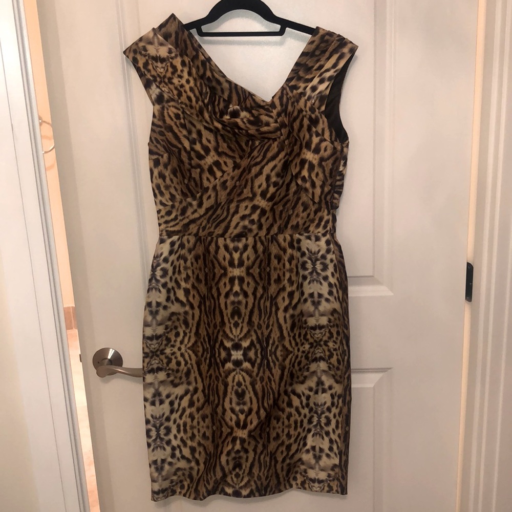 Oscar de la Renta Leopard Cocktail Dress